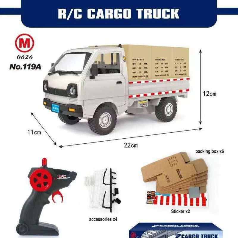 1:10/1:16 Wpl D12 Rc Car Simulation Drift Climbing Truck Led Light Cargo Rc Electric Toy Model for Boys Christmas Surprise Gifts