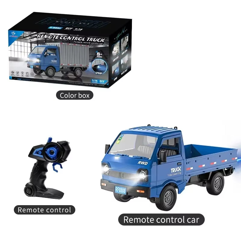 New KF21 1:16 2.4GHZ Remote Control Car Simulates Drift and Climbing Trucks with Spray and LED Lights Toy for Children Boys Gift